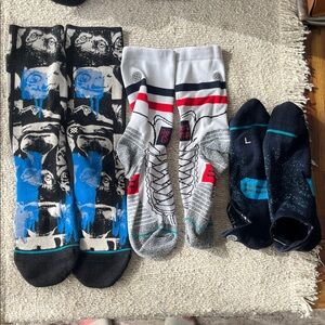 Stance - bundle 3 pair Graphic Print Crew Socks - Black, Blue, Gray
